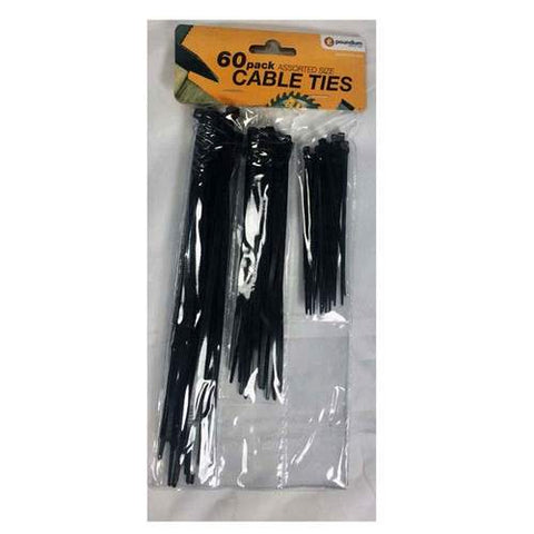 60pc Assorted Size Black Cable Ties