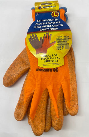 Marksman Nitrile Coated Gloves Polyester Shell Nitrile Coated Sandy Finish Large